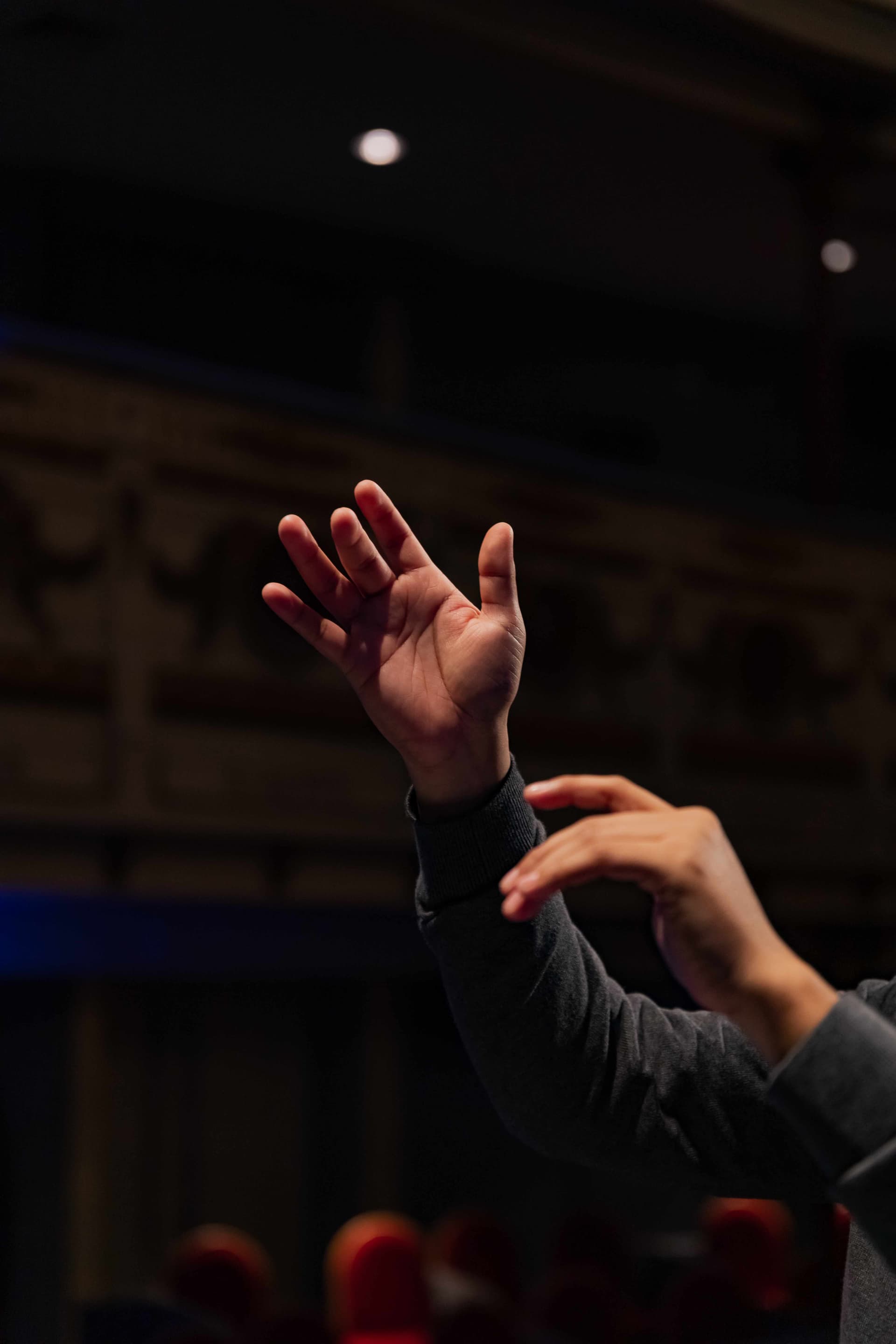 Mãos do regente em gesto expressivo